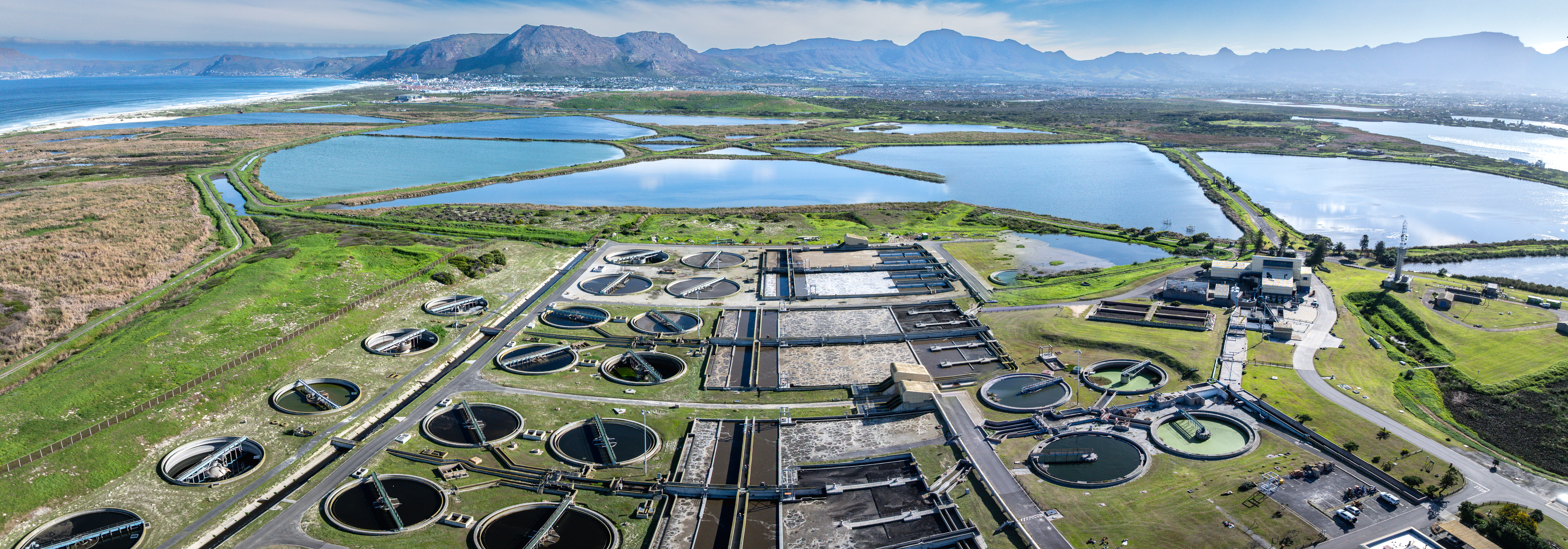 Aerial view of wastewater treatment plant