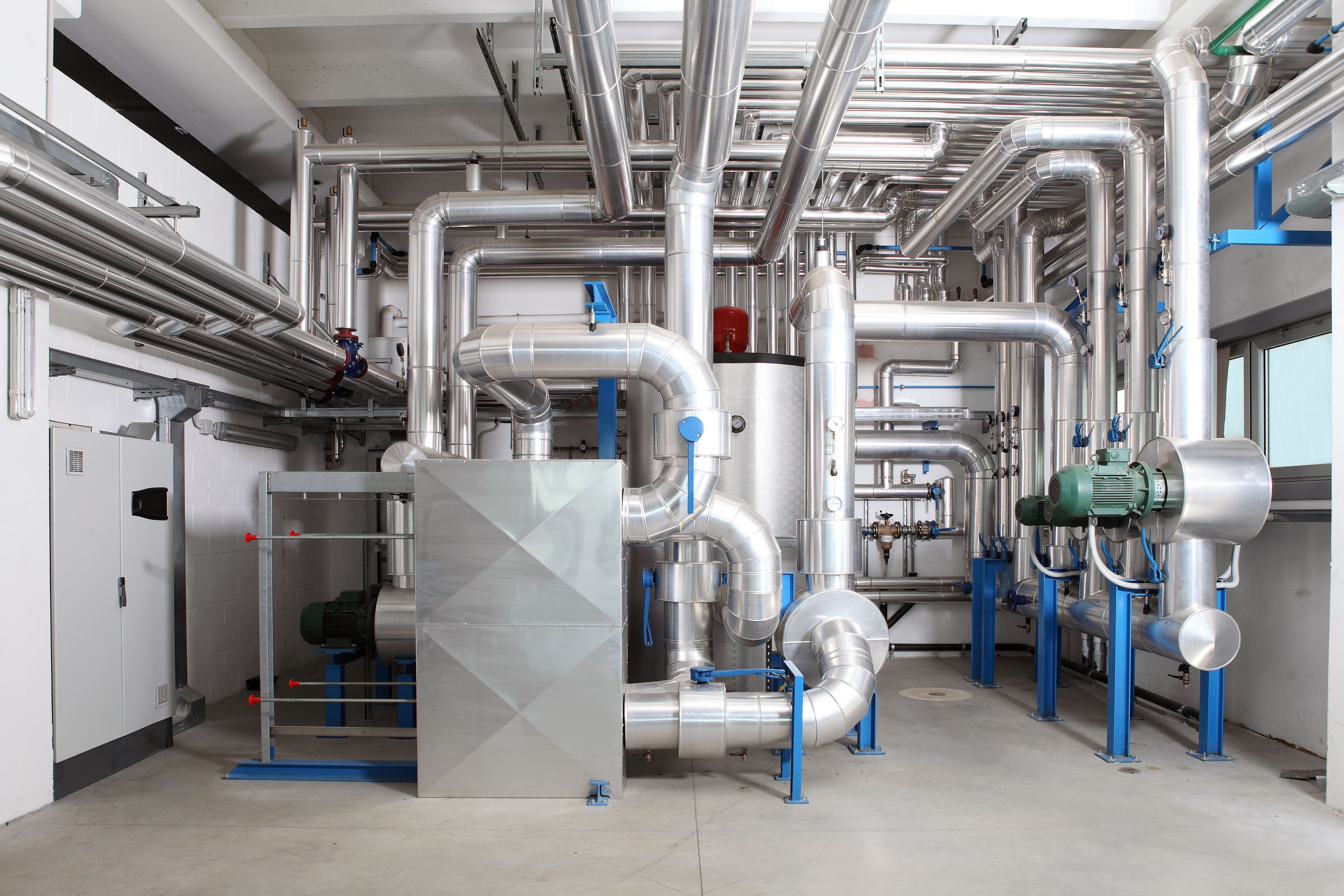 Modern room full of piping