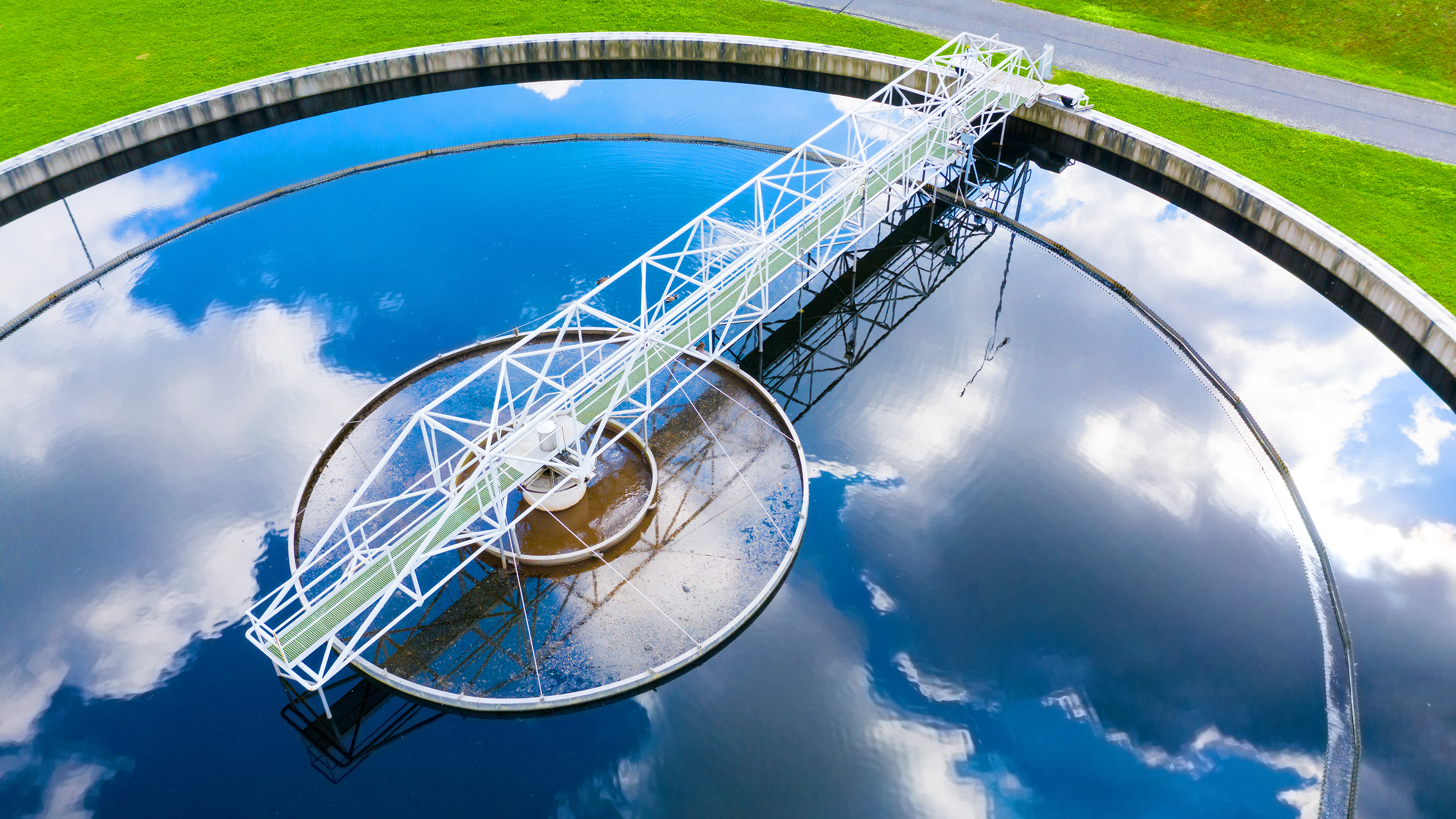 Aerial view of wastewater treatment plant