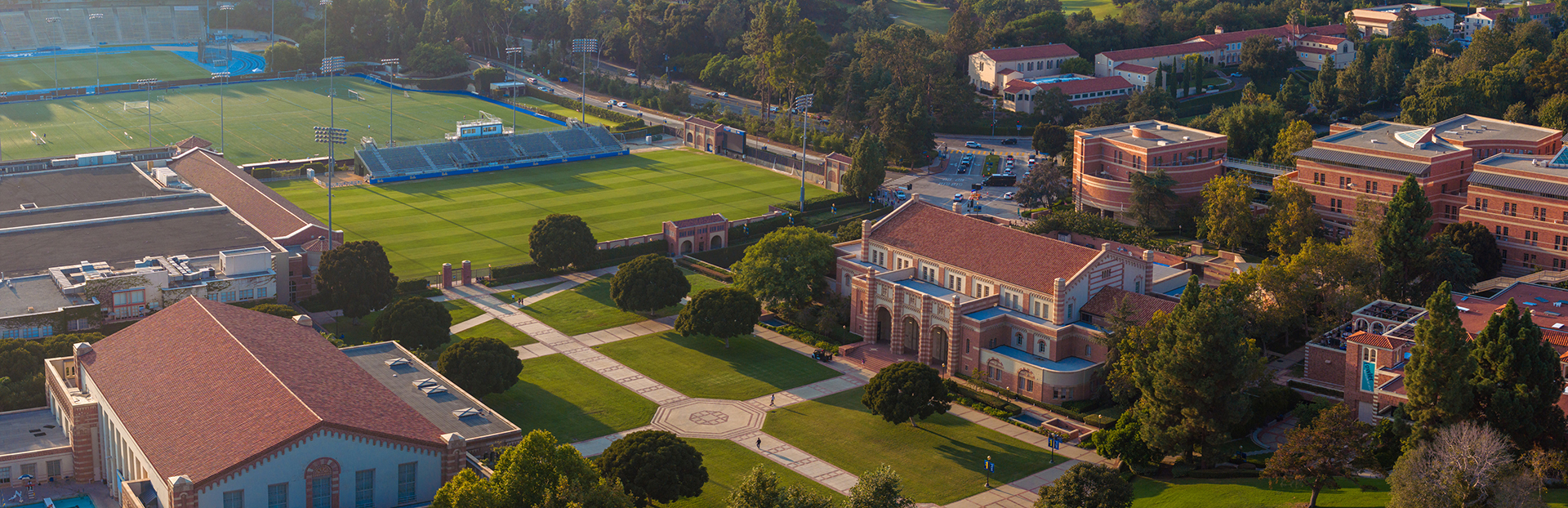 Aerial view of college campus