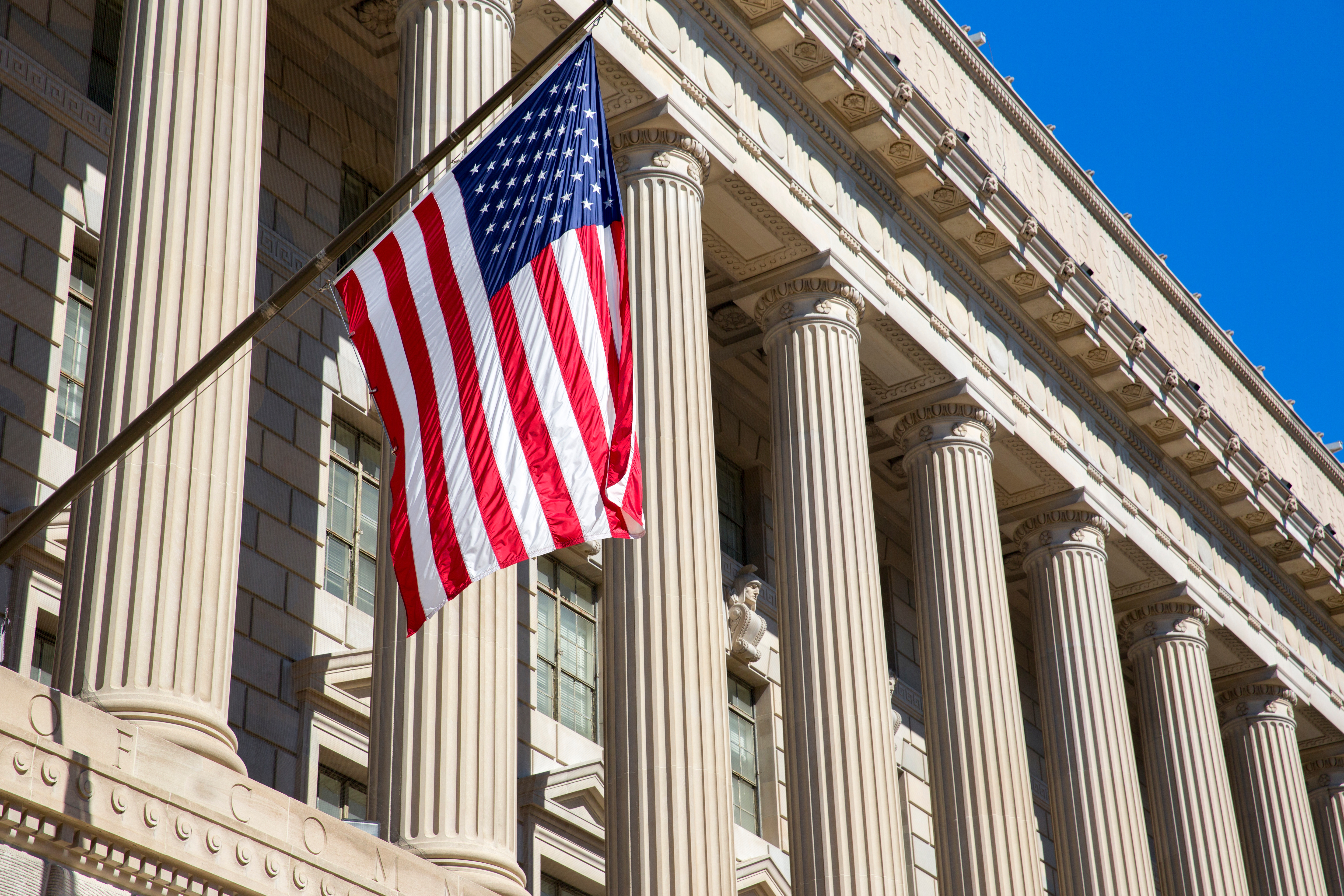 Federal building with American flag